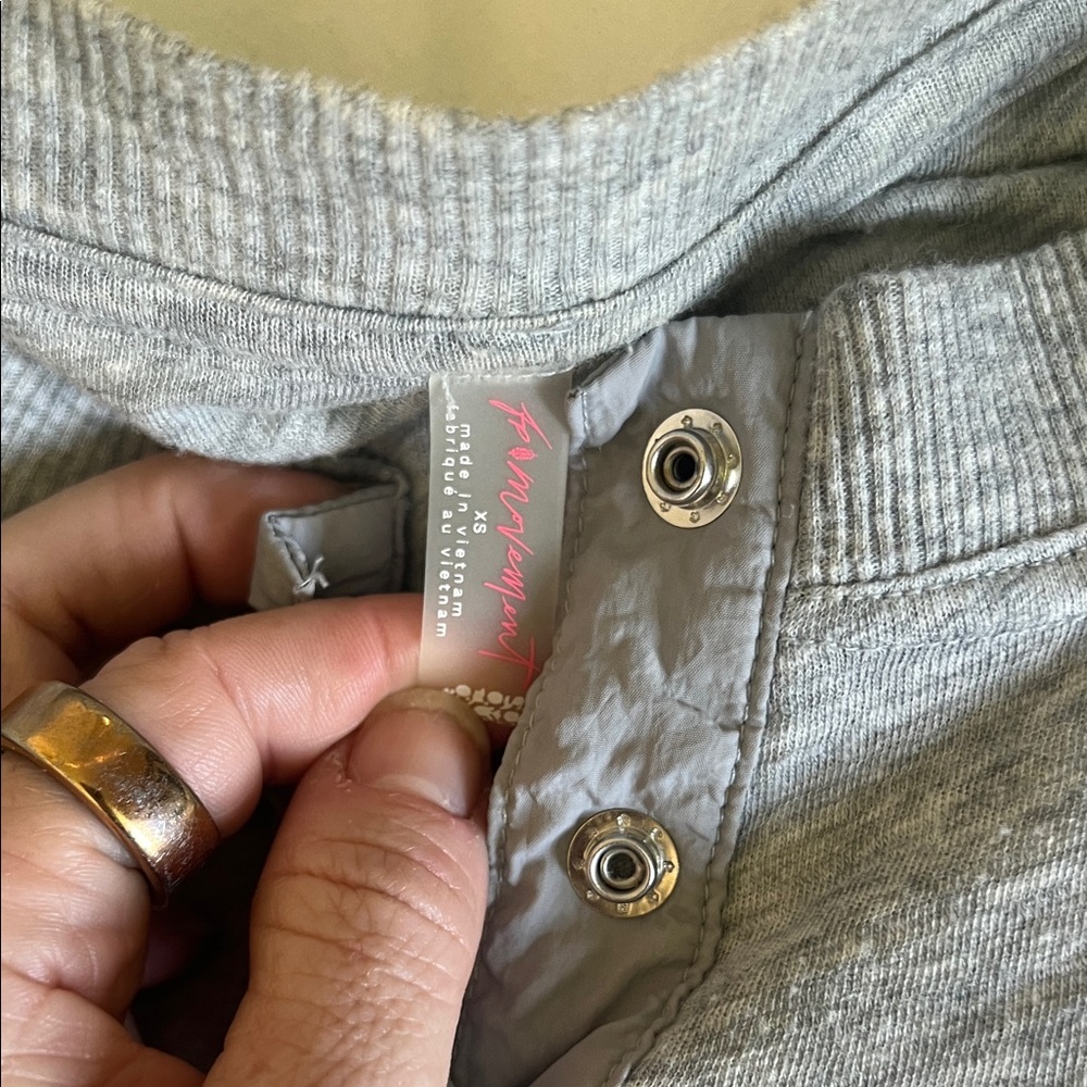 Free People Gray Long Sleeve Henley Shirt xs - Picture 2 of 2